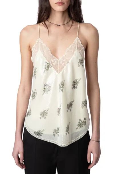 Zadig & Voltaire Christy Sequin-embellished Top In Cream