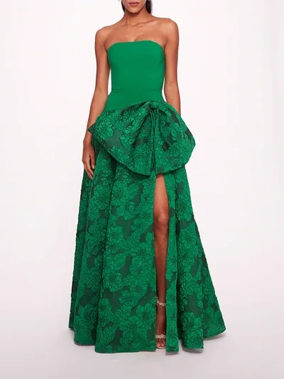 Marchesa Calathea Gown In Emerald