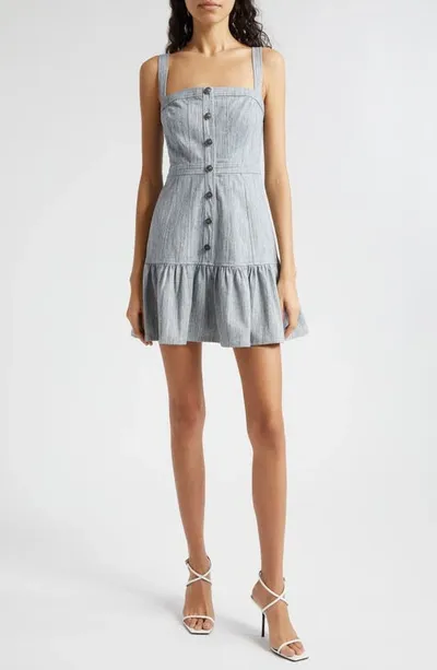 Cinq À Sept Mina Square-neck Mini Pinafore Dress In Indigo White