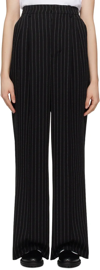 Ami Alexandre Mattiussi Black Stripe Trousers In Black/chalk/0013