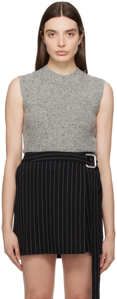 Ami Alexandre Mattiussi Sleeveless Sweater In Light_heather_grey