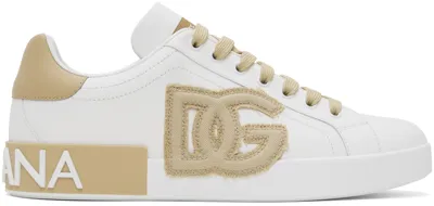 Dolce & Gabbana Portofino Sneakers Beige In White