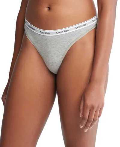 Calvin Klein Womens Grey Heather Modern Logo Low-rise Stretch-cotton Thong