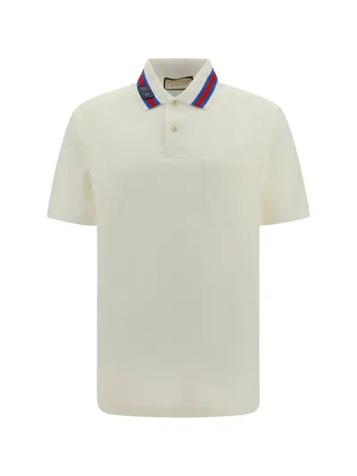 Gucci Double G Cotton-blend Piqué Polo Shirt In White