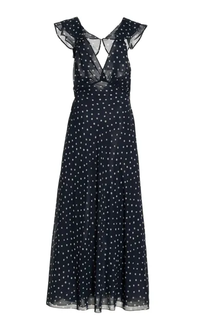 Altuzarra Romy Polka-dotted Chiffon Maxi Dress In Nocturne Blue