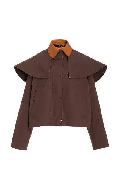 Altuzarra Austen Cape-detailed Cotton Jacket In Brown