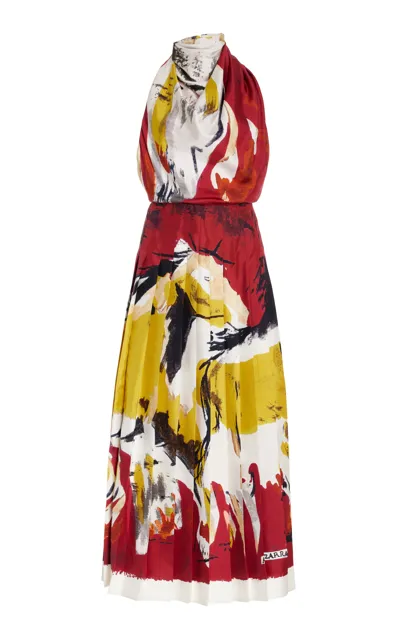 Altuzarra Carole Draped Silk Maxi Dress In Turmeric