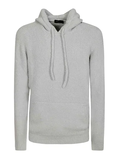 Roberto Collina Knit Ls Hoodie Swtr In Gris