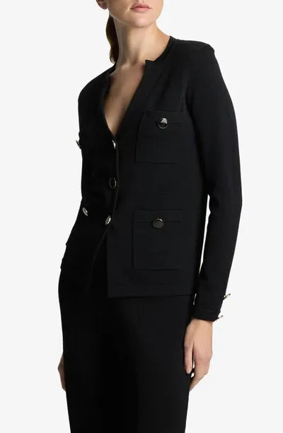 St John Santiago Knit Button Jacket In Black