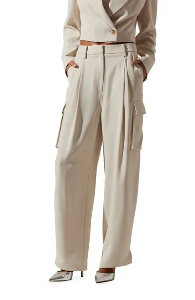 Astr Denison Pleated Cargo Pants In Beige