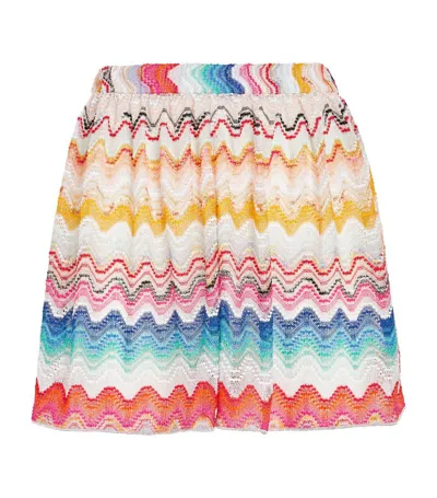 Missoni Knitted Wave Shorts In Multicolor White Base