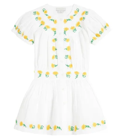 Stella Mccartney Kids' Floral Linen And Cotton Dress In White