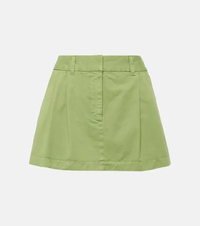 Stella Mccartney Pleated Cotton Miniskirt In Pistachio