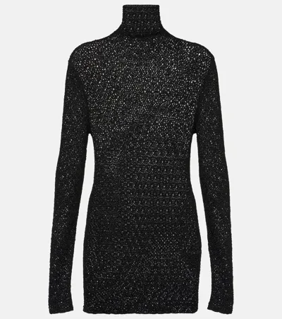 Totême Crochet Turtleneck Top In Black