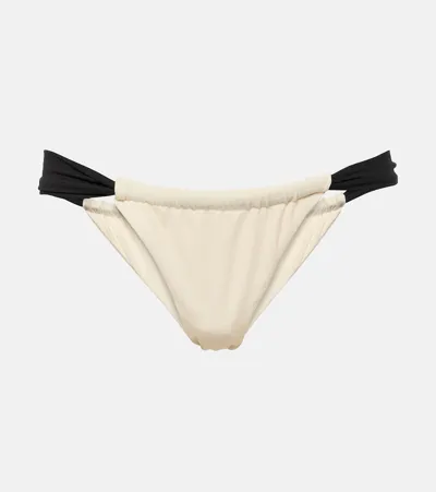 Same 90s Colorblocked Bikini Bottoms In Faux Suede Black Cream