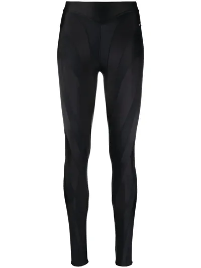 Mugler Spiral Panelled Leggings In Black  