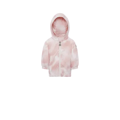 Moncler Kids' Faite Clouds Printed Nylon Jacket In White,pink