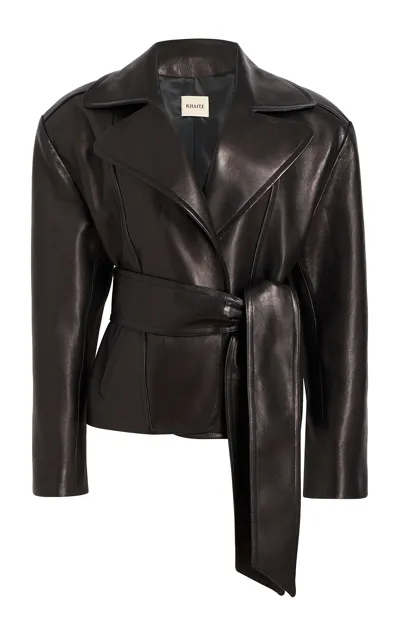 Khaite Dolores Oversized Leather Jacket In Black