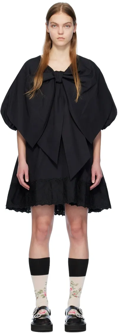 Simone Rocha Black Bow Minidress In Black/black