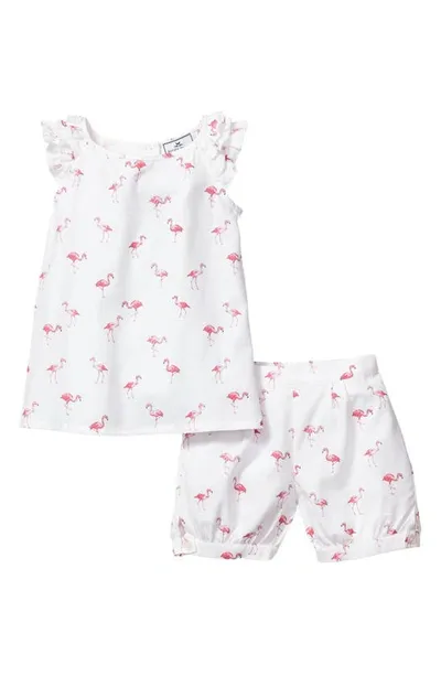 Petite Plume Kid's Amelie Printed Shorts Set In Flamingos