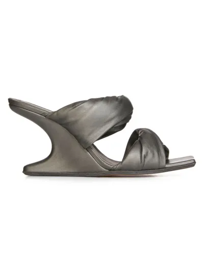 Rick Owens Women's Cantilever Leather Twisted Sandals In Gunmetal