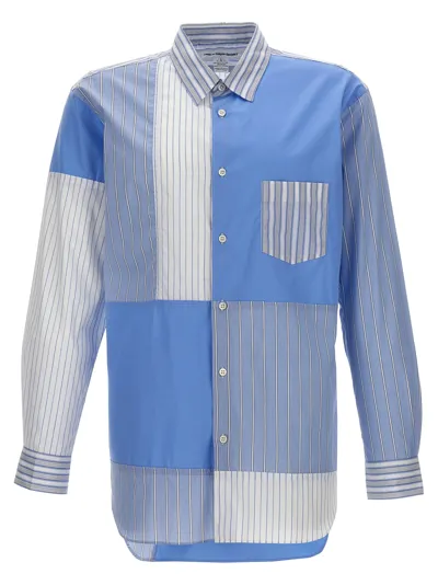 Comme Des Garçons Shirt Patchwork Striped Shirt Shirt, Blouse Light Blue In Multi