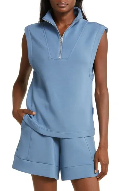 Varley Magnolia Half-zip Tank Top In Blue