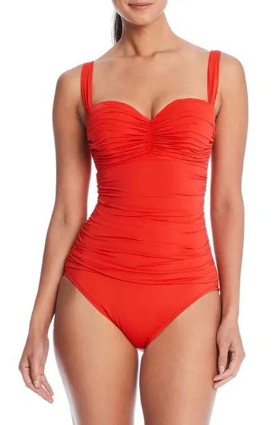 Bleu By Rod Beattie Kore Shirred Underwire One-piece Swimsuit In Golden Gate