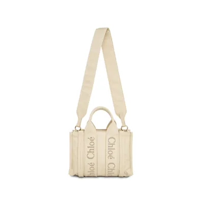 Chloé Small Woody Tote Bag In White