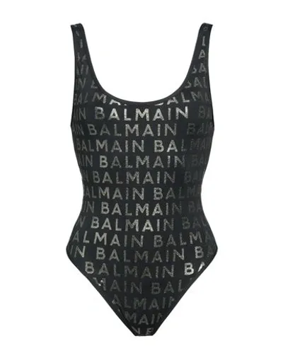 Balmain Logo-print Swimsuit In Black