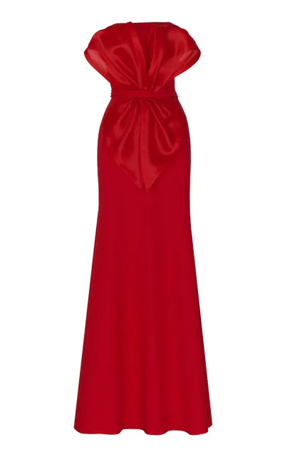 Andres Otalora Raquira Sculpted Organza Gown In Red