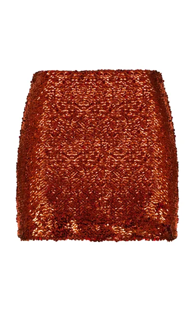 Andres Otalora Piedra Del Sol Sequin Mini Skirt In Brown