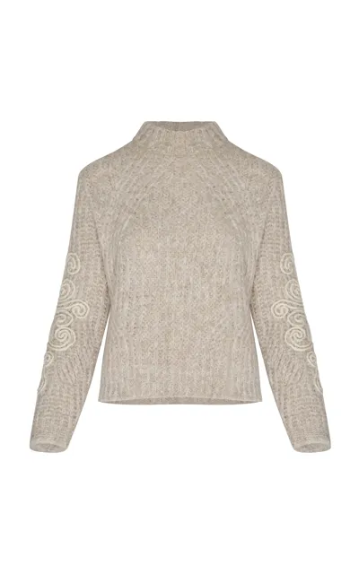 Andres Otalora Raices Embroidered Alpaca-blend Sweater In Neutral