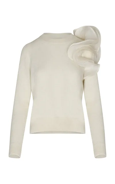 Andres Otalora Inolvidable Ruffled Alpaca-wool Top In Off-white