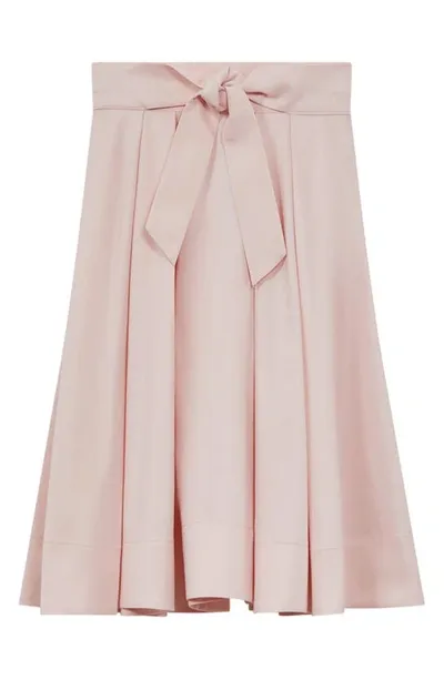 Reiss Pink Garcia Teen Pleated Belted Taffeta Midi Skirt