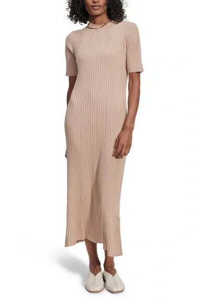 Varley Maeve Rib-knit Midi Dress In Beige