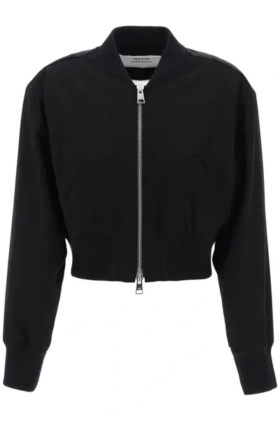 Ami Alexandre Mattiussi Cropped Twill Bomber Jacket In Black