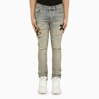 Amiri Jeans Varsity Eagle Logo Indigo Antico In Blue