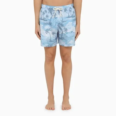 Palm Angels Sunset Graphic-print Swim Shorts In Blue