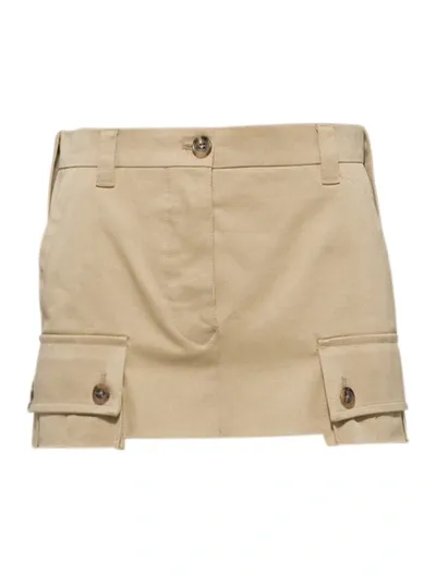 Miu Miu Chino Logo Detailed Mini Skirt In Cream