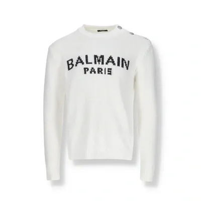 Balmain Cotton Logo Sweater In White