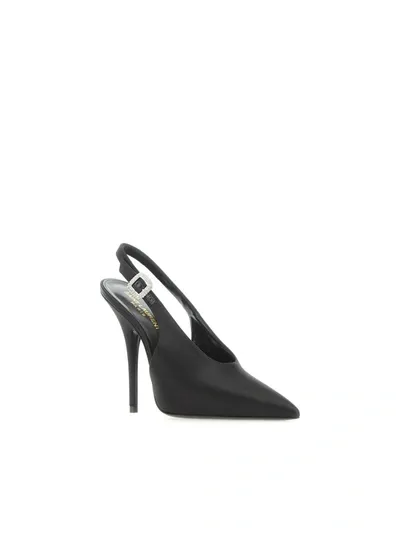 Saint Laurent Pointed Toe Slingback Pumps In Nero