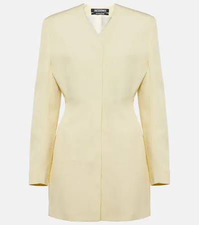 Jacquemus La Robe Cubo Mini Dress In Pale Yellow