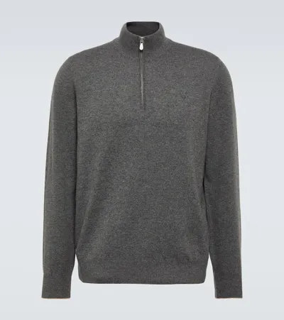 Brunello Cucinelli Cashmere Half-zip Sweater In Grey