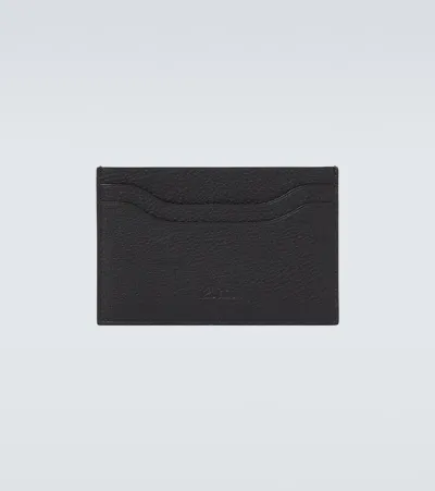 Loro Piana Extra Double Leather Card Holder In Black