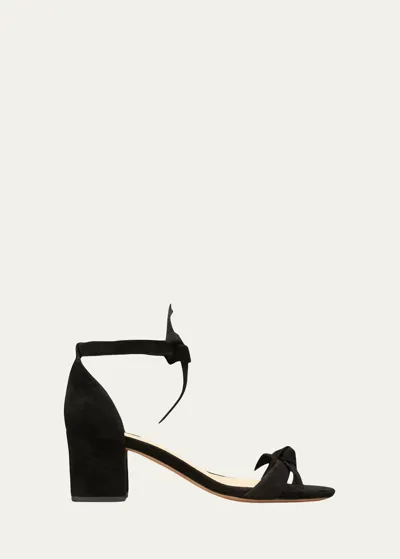 Alexandre Birman Clarita Suede 60mm City Sandals In Black Leather