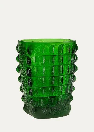 Lalique Crocodile Vase, Amazon Green