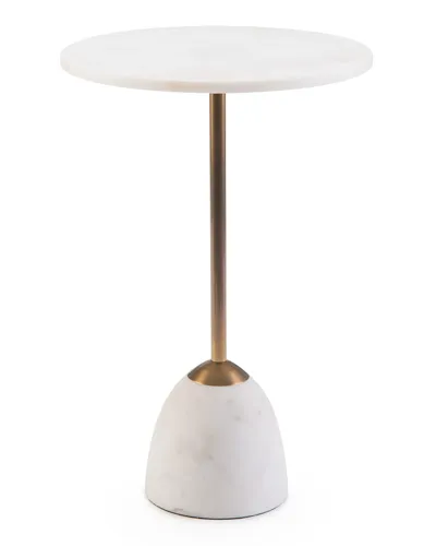 John-richard Collection Zeke Marble Martini Side Table In White/gold