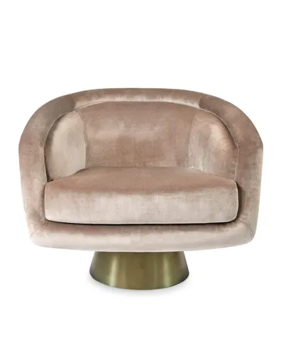 Jonathan Adler Bacharach Velvet Swivel Chair In Champagne