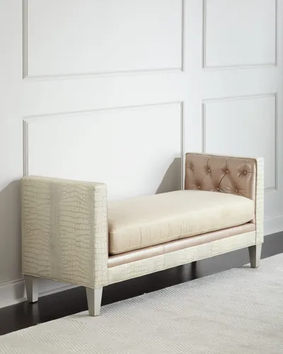 Massoud Justus Leather Bench In Champagne